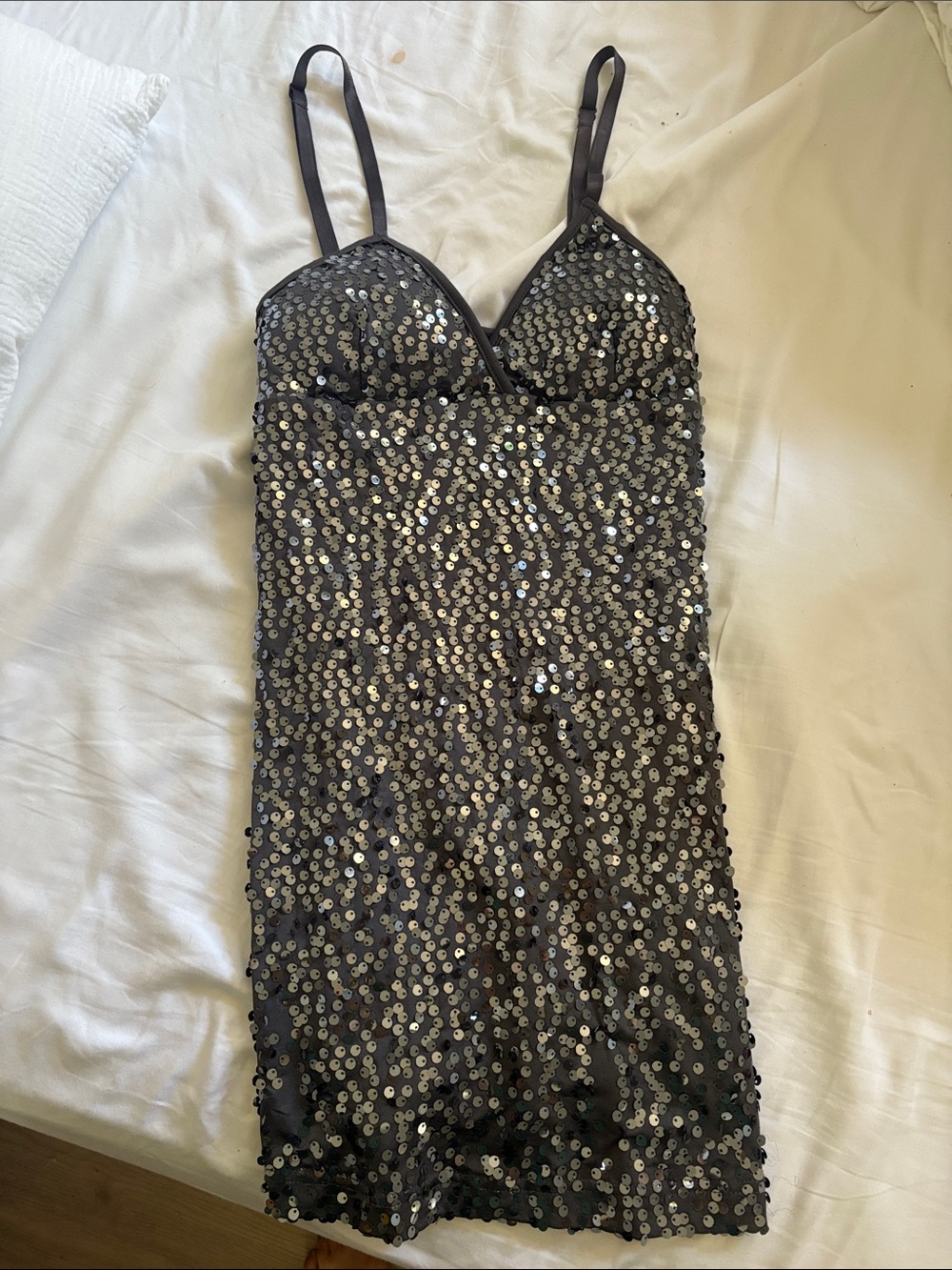 Vintage Grey Sequin Slip Dress